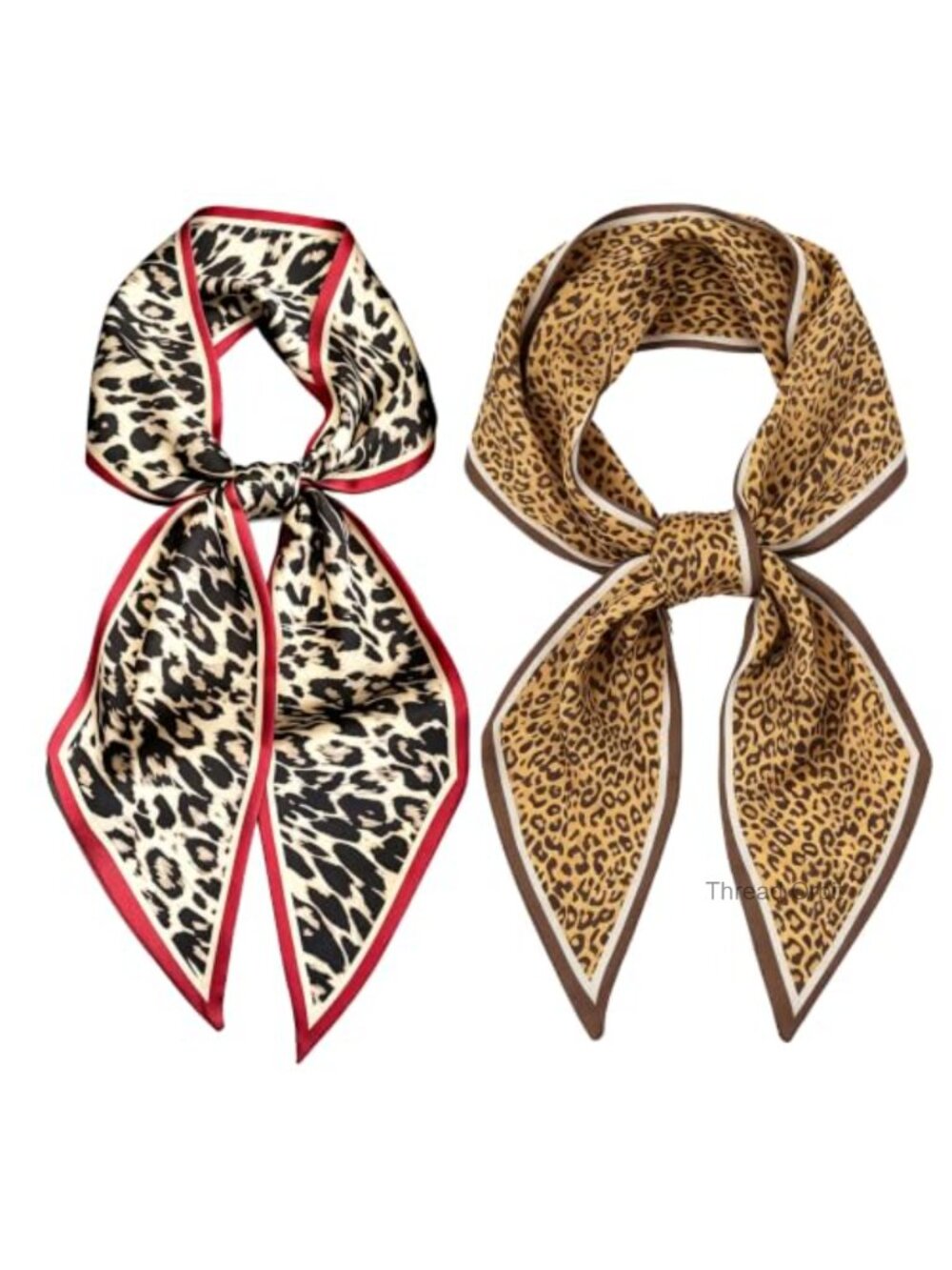 Wojgzon Leopard Print Satin Scarf Long Skinny 58x5.5